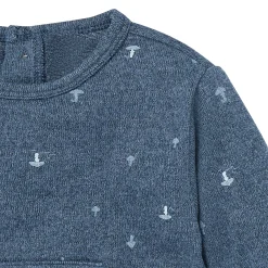 2-Piece Baby Boys Navy Mushroom Hacci Top and Pants Set