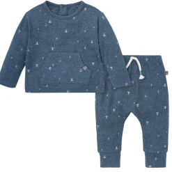 2-Piece Baby Boys Navy Mushroom Hacci Top and Pants Set