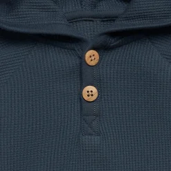 2-Piece Baby Boys Navy Waffle Hoodie and Pant Set