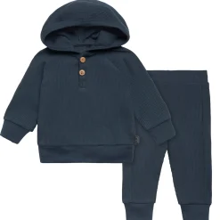 2-Piece Baby Boys Navy Waffle Hoodie and Pant Set