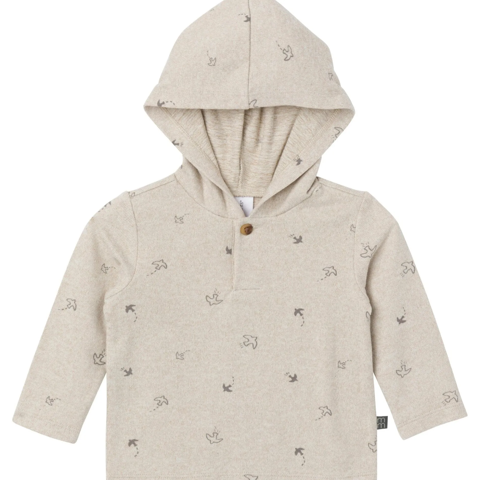 2-Piece Baby Boys Oatmeal Heather Hooded Brushed Hacci Set