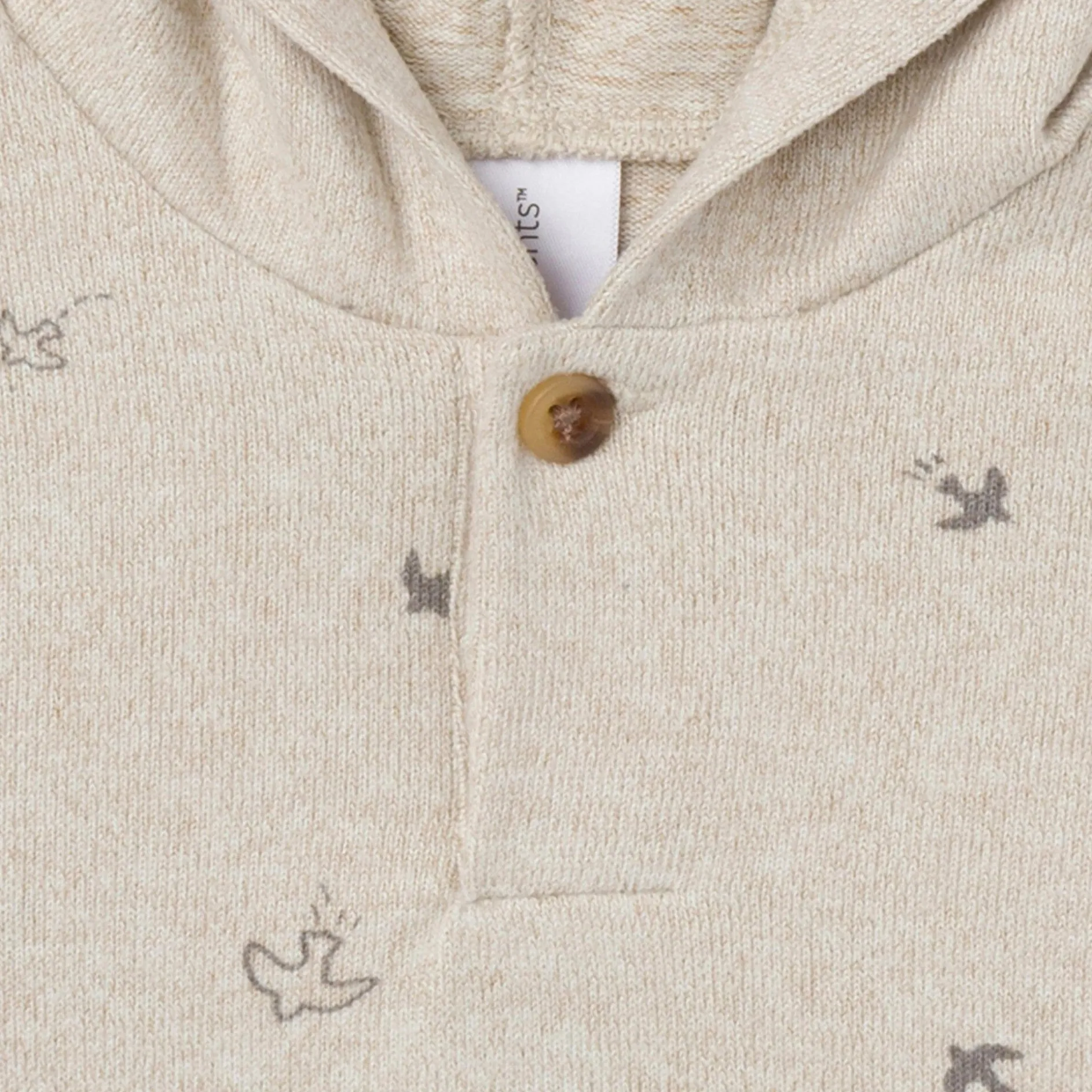 2-Piece Baby Boys Oatmeal Heather Hooded Brushed Hacci Set