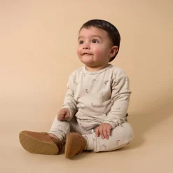 2-Piece Baby Boys Oatmeal Moon Hacci Top and Pants Set