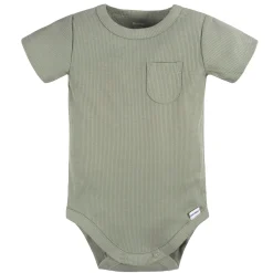 2-Piece Baby Boys Olive Bodysuit and Shorts Set
