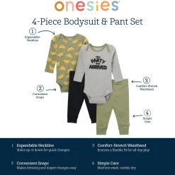 4-Piece Baby Boys Party Croissant Onesies® Bodysuits and Pants
