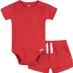 2-Piece Baby Boys Red Bodysuit & Shorts Set