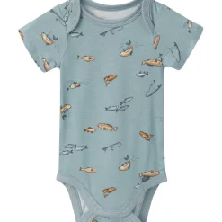 4-Piece Baby Boys Teal Fishing Bodysuits and Pants Viscose Set