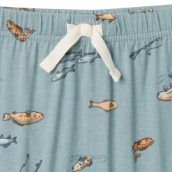 4-Piece Baby Boys Teal Fishing Bodysuits and Pants Viscose Set