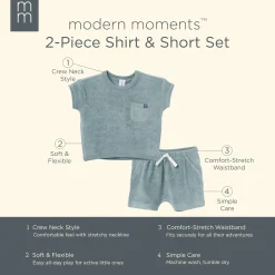 2-Piece Baby Boys Teal Shirt and Shorts Set