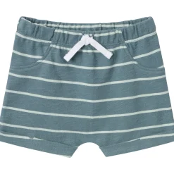 2-Piece Baby Boys Teal Stripe Henley Shirt and Shorts Set