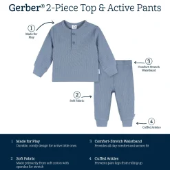 2-Piece Baby Boys Troposphere Blue Top and Active Pant Set