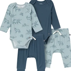 4-Piece Baby Boys Woodland Animals Viscose Bodysuits and Pants Set