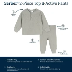 2-Piece Baby Boys Wrought Iron Top and Active Pant Set