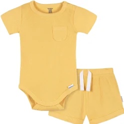 2-Piece Baby Boys Yellow Bodysuit & Shorts Set