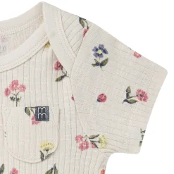4-Piece Baby Girls Beige Garden Short Sleeve Bodysuits and Shorts Set