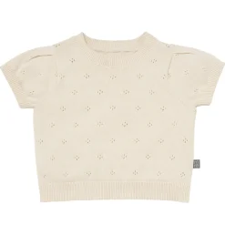 2-Piece Baby Girls Beige Sweater Knit Top and Shorts Set