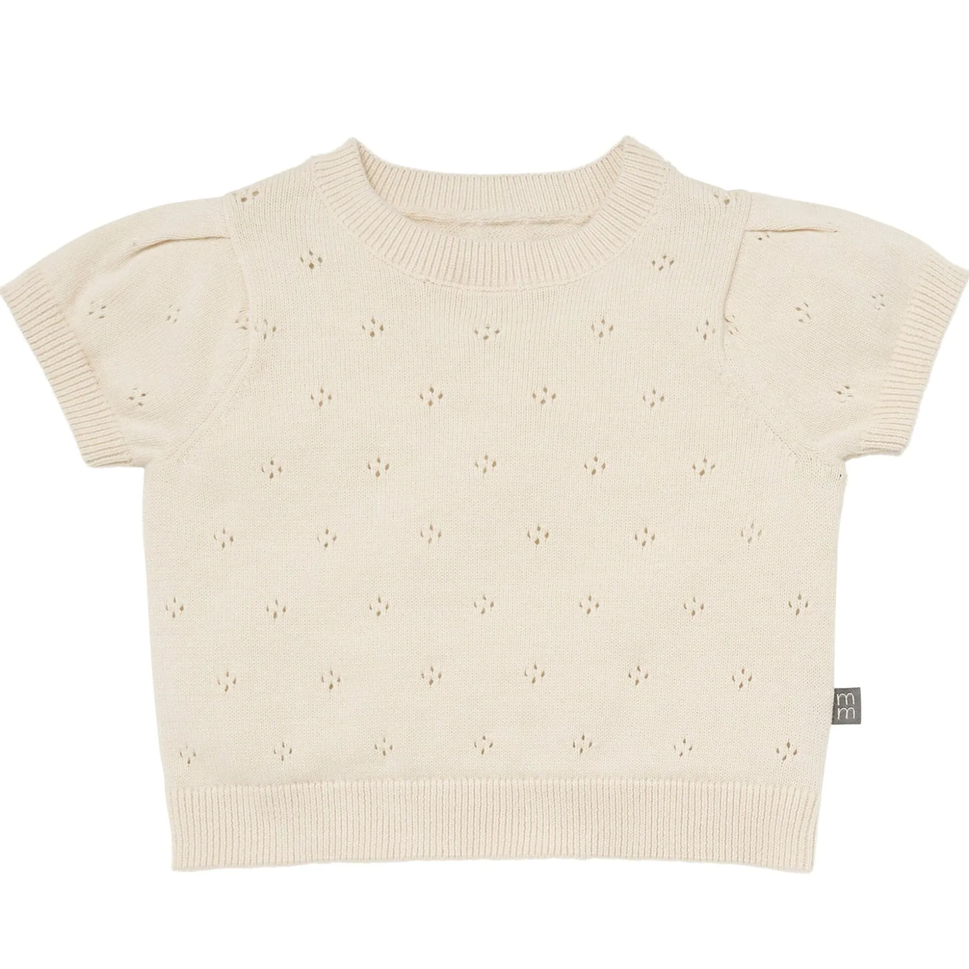 2-Piece Baby Girls Beige Sweater Knit Top and Shorts Set