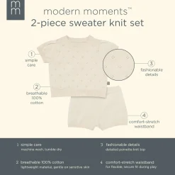 2-Piece Baby Girls Beige Sweater Knit Top and Shorts Set