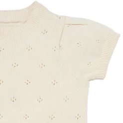 2-Piece Baby Girls Beige Sweater Knit Top and Shorts Set
