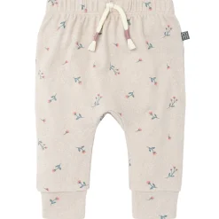 2-Piece Baby Girls Beige Tossed Floral Hacci Peplum Top and Pants