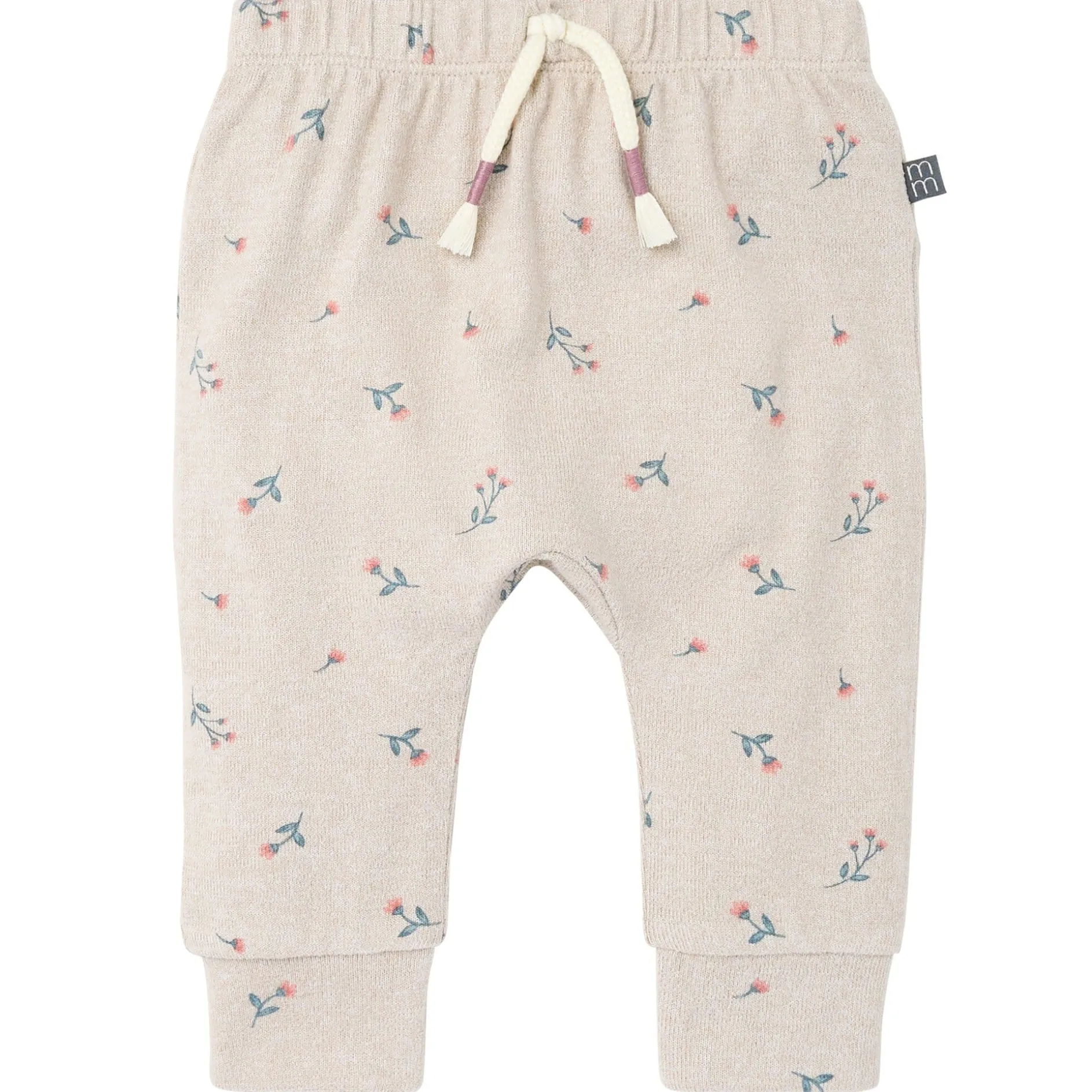 2-Piece Baby Girls Beige Tossed Floral Hacci Peplum Top and Pants