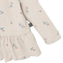 2-Piece Baby Girls Beige Tossed Floral Hacci Peplum Top and Pants