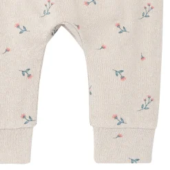 2-Piece Baby Girls Beige Tossed Floral Hacci Peplum Top and Pants
