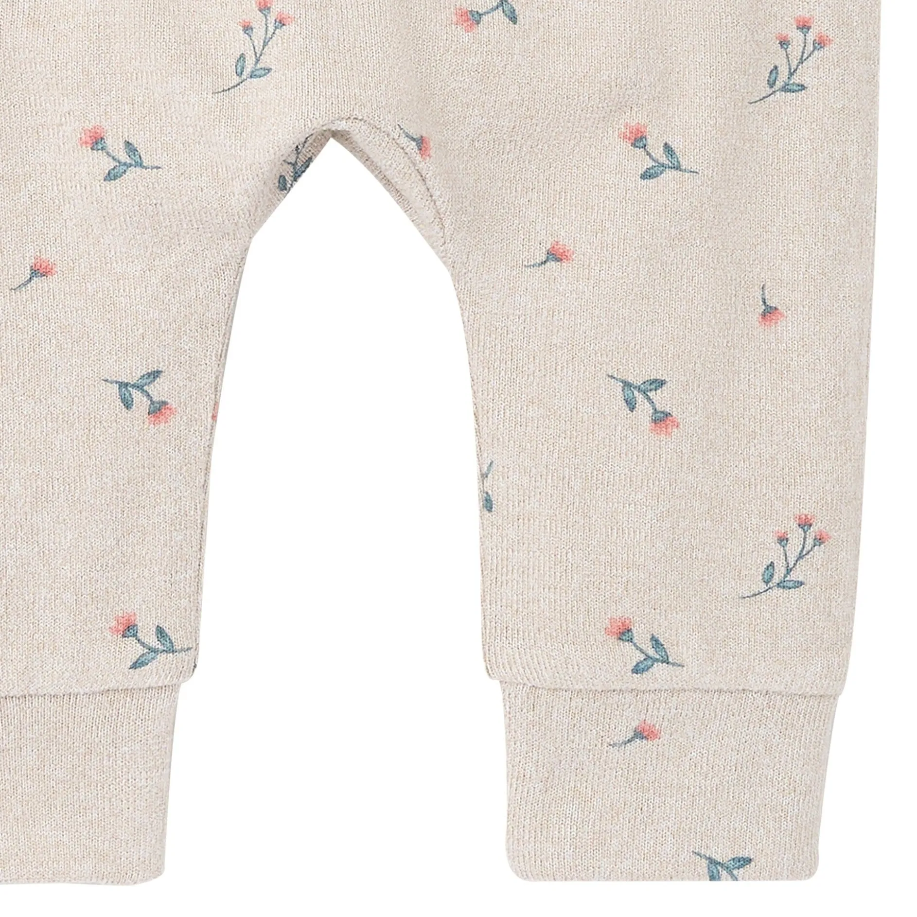 2-Piece Baby Girls Beige Tossed Floral Hacci Peplum Top and Pants