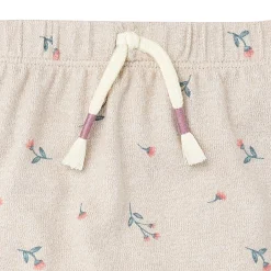 2-Piece Baby Girls Beige Tossed Floral Hacci Peplum Top and Pants