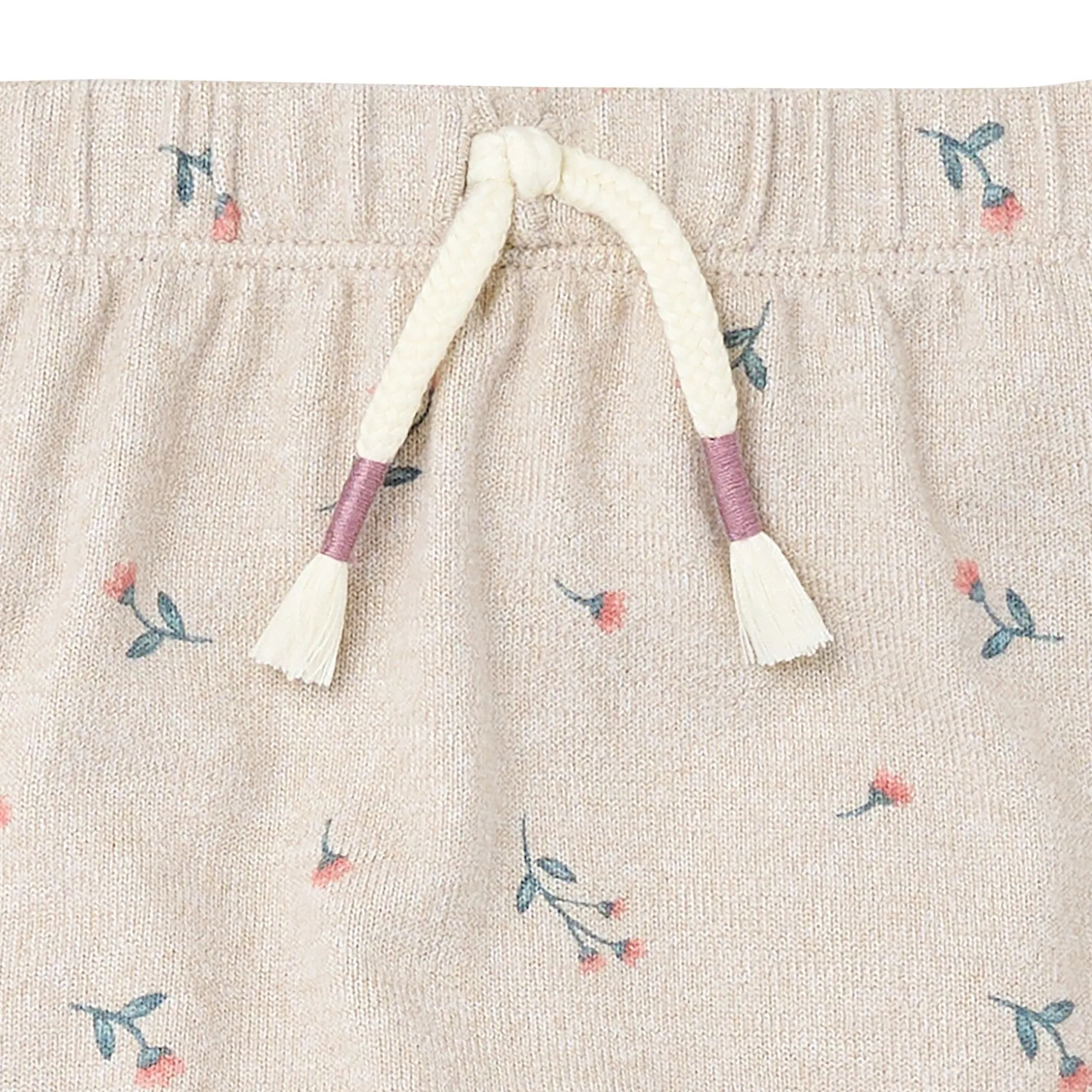 2-Piece Baby Girls Beige Tossed Floral Hacci Peplum Top and Pants