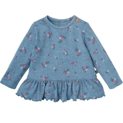 2-Piece Baby Girls Blue Floral Hacci Peplum Top and Pants