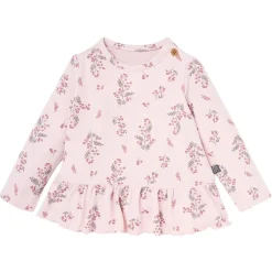 2-Piece Baby Girls Blush Floral Hacci Peplum Top and Pants