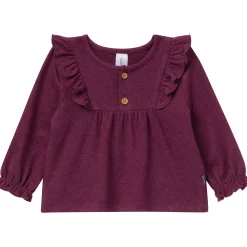 2-Piece Baby Girls Burgundy Heather Hacci Ruffle Top and Pant Set
