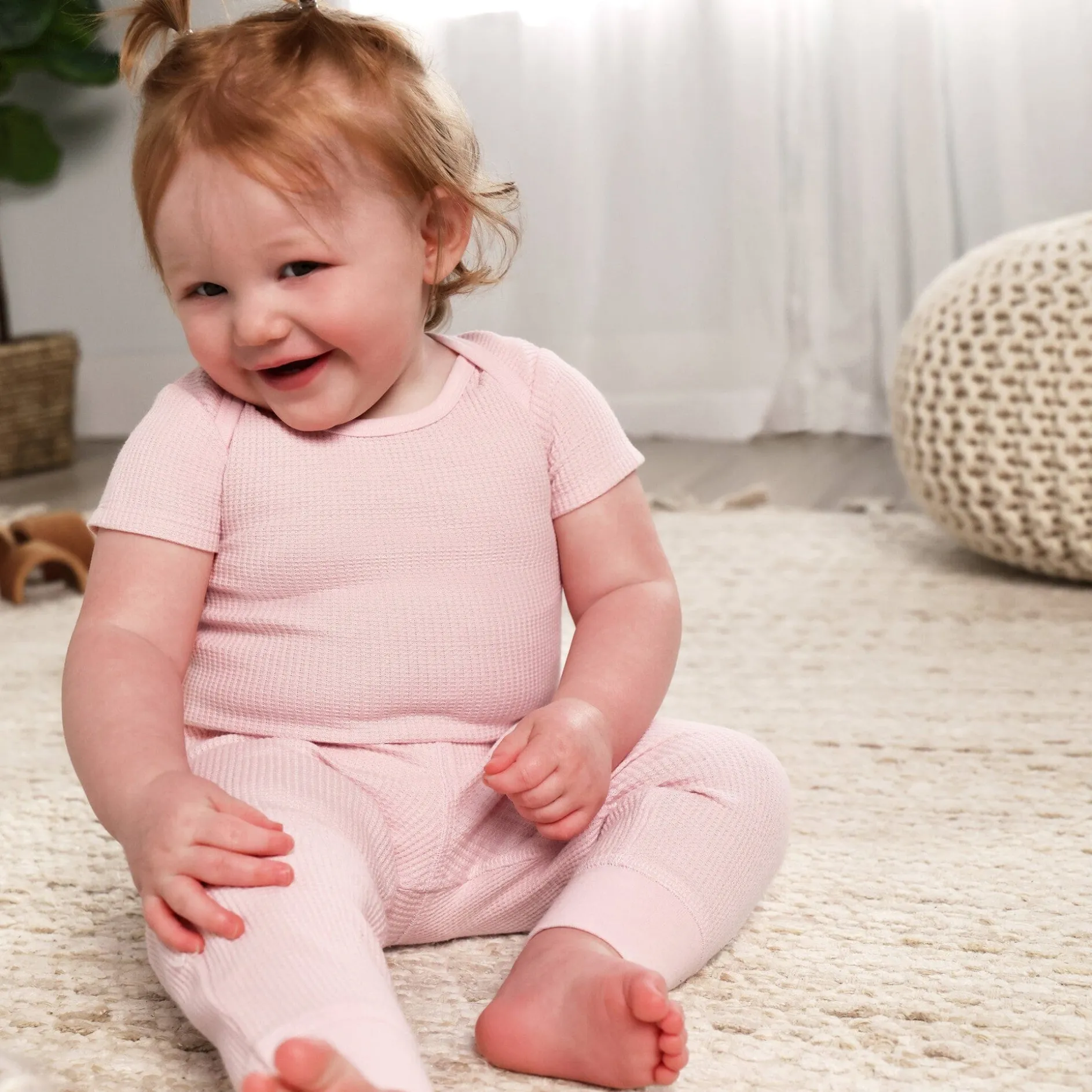 2-Piece Baby Girls Chalk Pink Onesies® Bodysuit and Pants Set