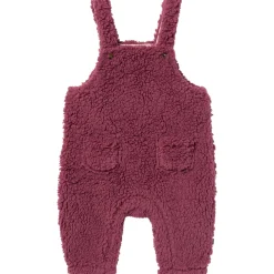 2-Piece Baby Girls Dark Rose Microplush Overalls