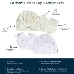 4-Piece Baby Girls Deer Cap and Mitten Set