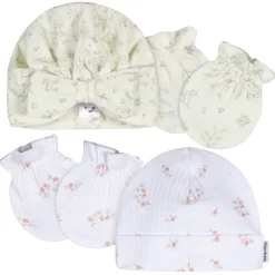 4-Piece Baby Girls Deer Cap and Mitten Set