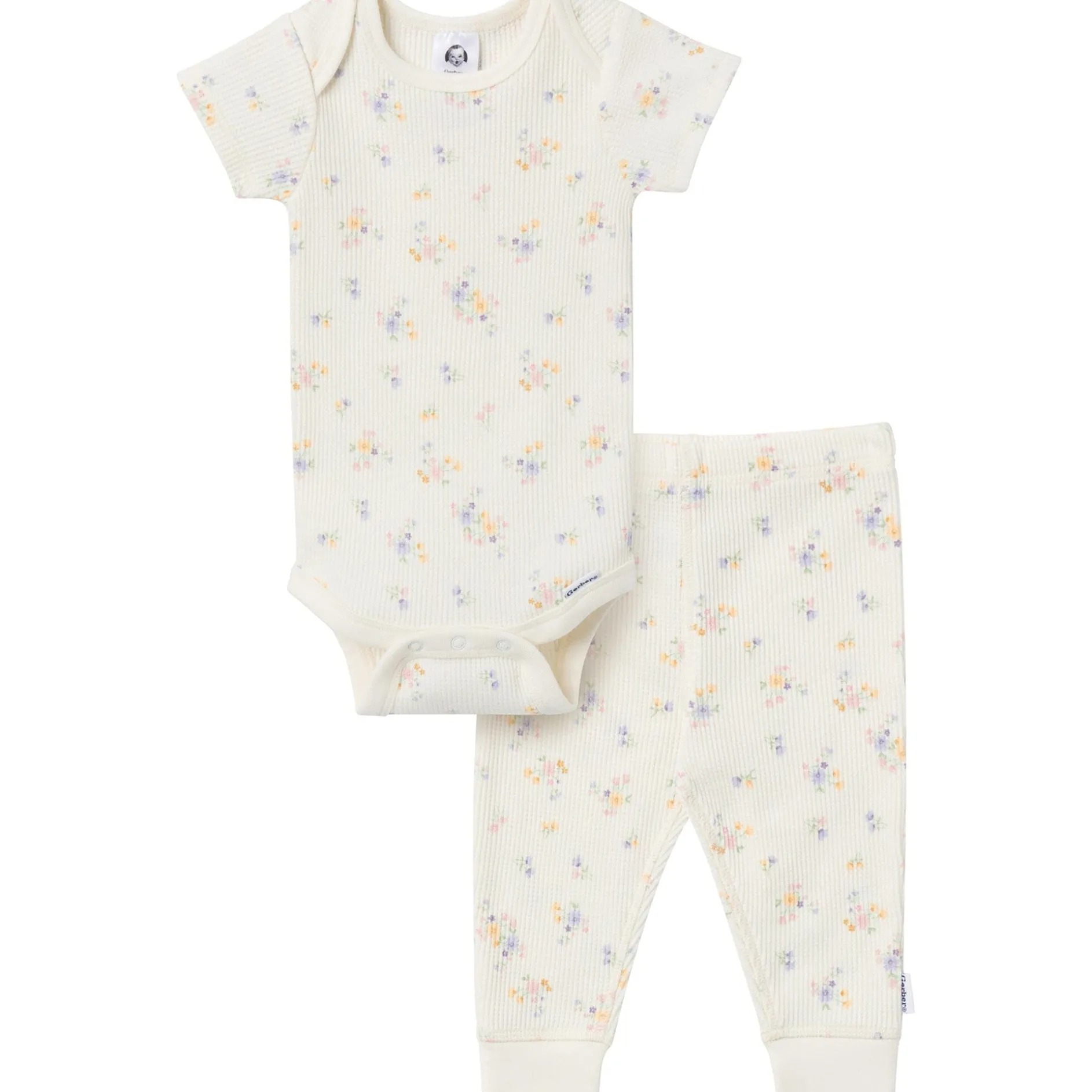 2-Piece Baby Girls Ditsy Floral Onesies® Bodysuit and Pants Set