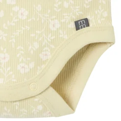 4-Piece Baby Girls Dusty Yellow Floral Short Sleeve Bodysuits and Shorts Set