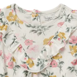 2-Piece Baby Girls Floral Bubble Romper and Tights