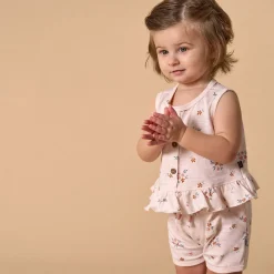 4-Piece Baby Girls Flower Bunches Sleeveless Peplum Tops and Shorts Set