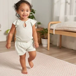 2-Piece Baby Girls Green Lily Bodysuit and Shorts Set