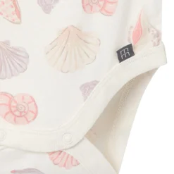 4-Piece Baby Girls Ivory Seashells Viscose Bodysuits and Pants Set