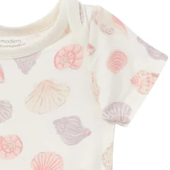 4-Piece Baby Girls Ivory Seashells Viscose Bodysuits and Pants Set