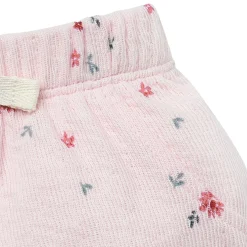 2-Piece Baby Girls Light Pink Floral Ruffled Sleeve Top & Cuffed Shorts Set
