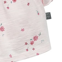 2-Piece Baby Girls Light Pink Floral Ruffled Sleeve Top & Cuffed Shorts Set