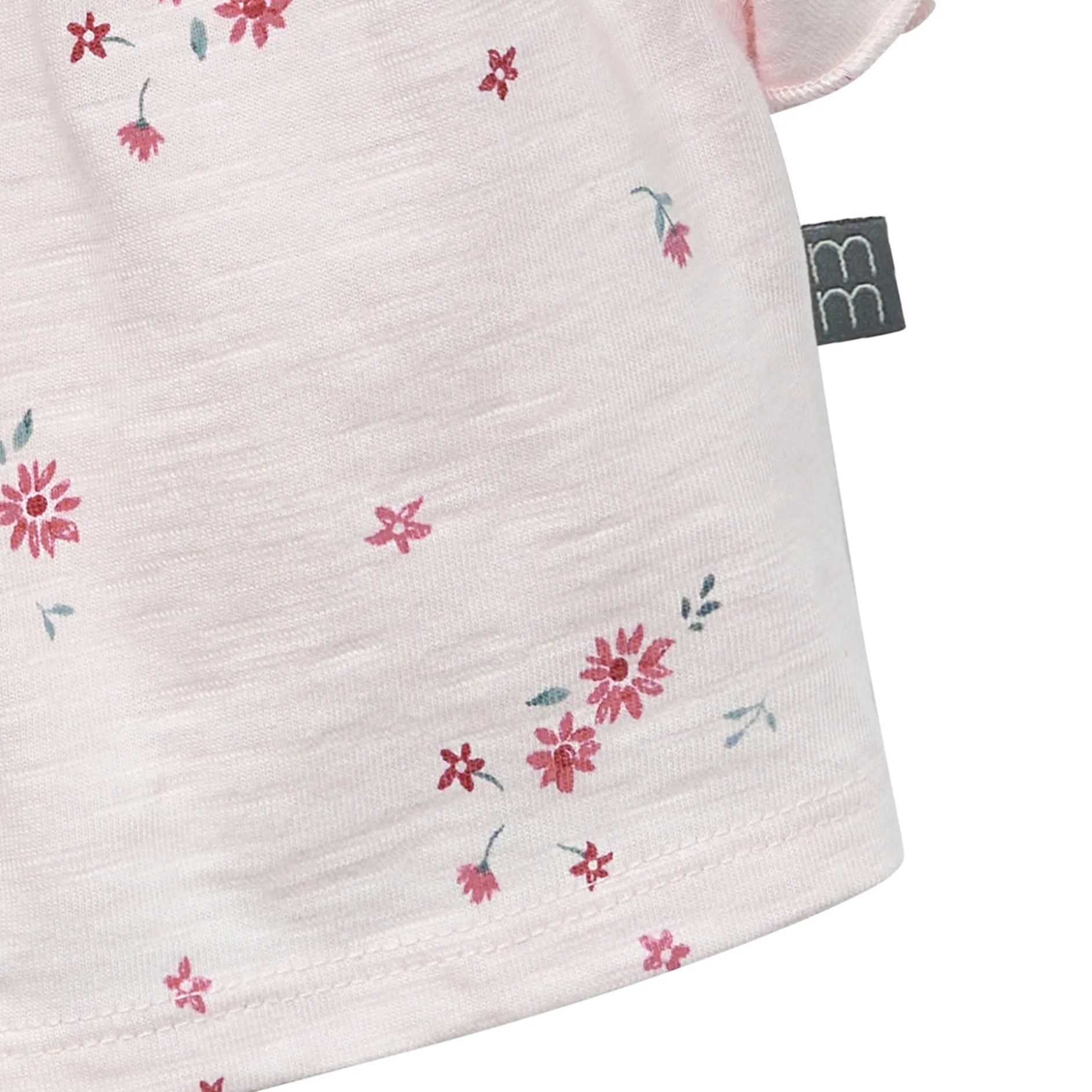2-Piece Baby Girls Light Pink Floral Ruffled Sleeve Top & Cuffed Shorts Set