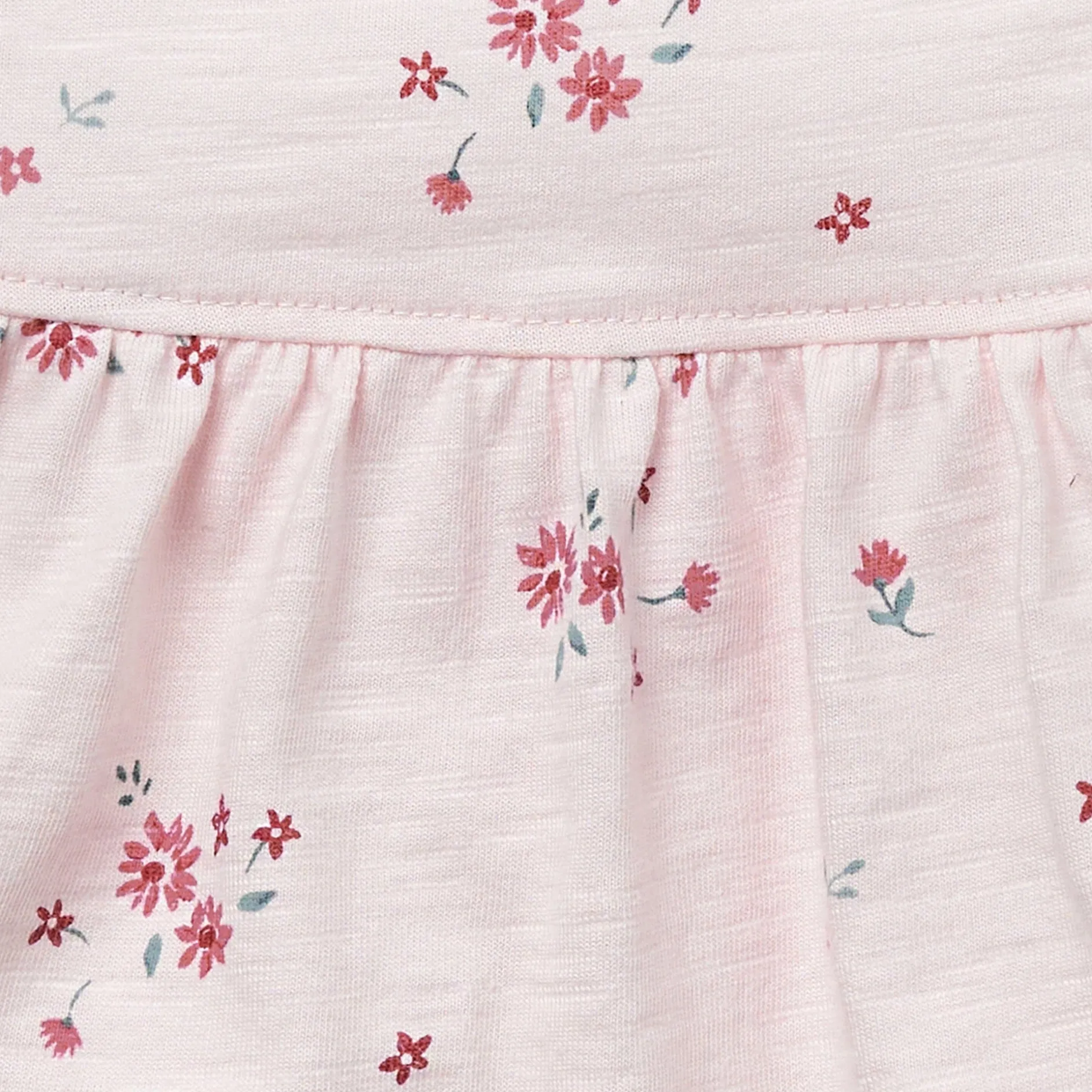 2-Piece Baby Girls Light Pink Floral Ruffled Sleeve Top & Cuffed Shorts Set