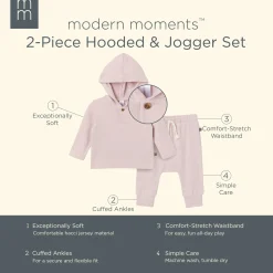 2-Piece Baby Girls Light Pink Hooded Brushed Hacci Set