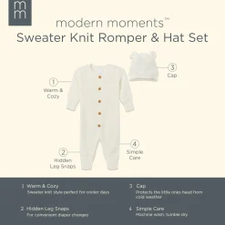 2-Piece Baby Girls Light Pink Sweater Romper & Hat Set